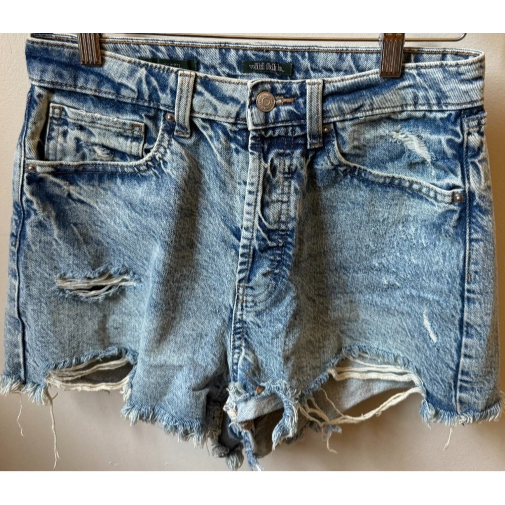 Wild Fable Size 6 Small Blue Jean Denim Cut Off Shorts Medium Wash High Rise EUC